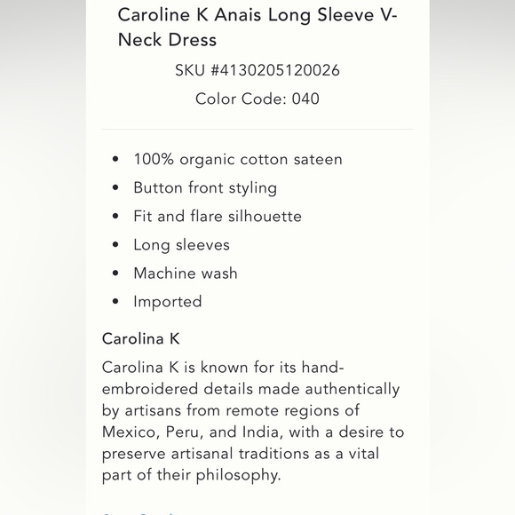 🎉SUPER RARE🎉 Anthropologie NWT Caroline K Anais Long Sleeve V-Neck Dress size S. - Picture 5 of 7